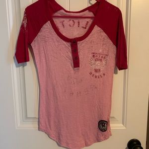 Women’s small Affliction motor club Henley top